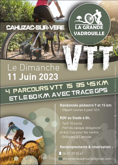 Affiche de LA CAHUZACOISE 2023 randonnée VTT et pédestre  (14ème  édition) à Cahuzac-sur-Vère