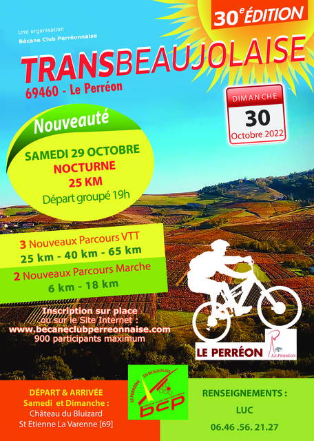 Affiche de Transbeaujolaise VTT (30ème  édition) au Perréon