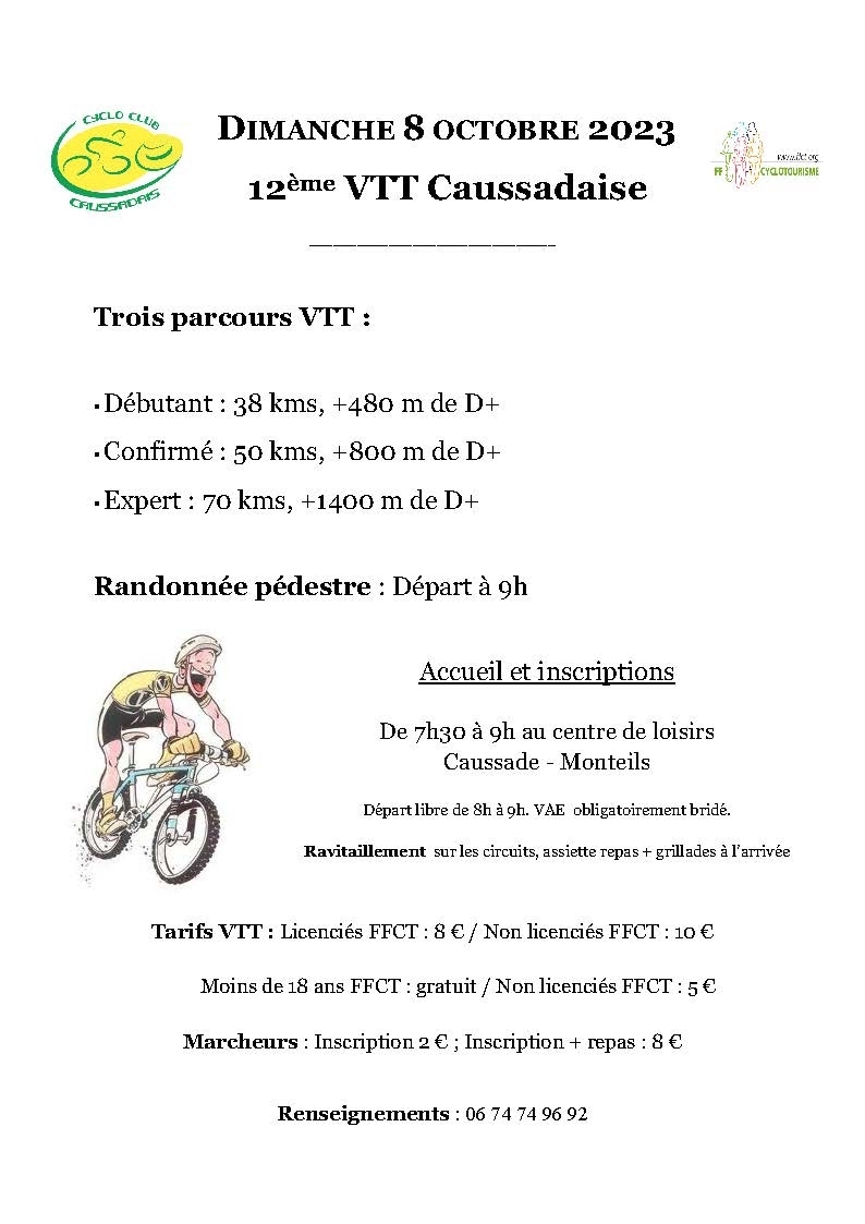 Affiche de La 12ème Rando Caussadaise VTT à Caussade