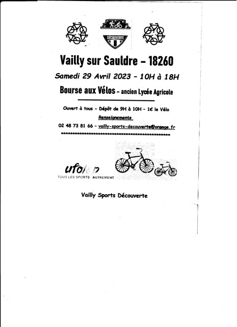 Affiche de Bourse aux vélos à Vailly-sur-Sauldre