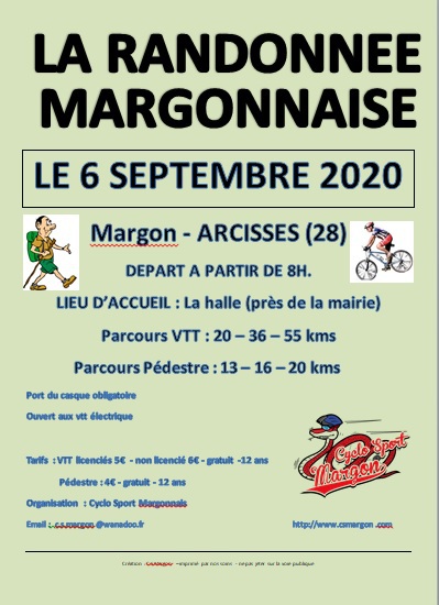 Affiche de La 36ème randonnée Margonnaise à Margon