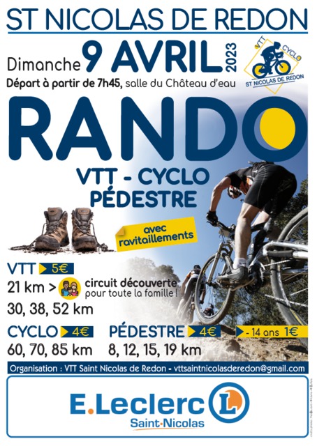 Affiche de Randonnée VTT Saint Nicolas de Redon (23ème  édition) à Saint-Nicolas-de-Redon