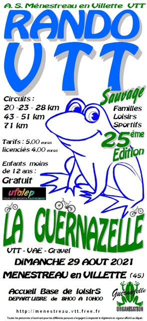 Affiche de 26eme Rando VTT La Guernazelle (25ème  édition) à Ménestreau-en-Villette