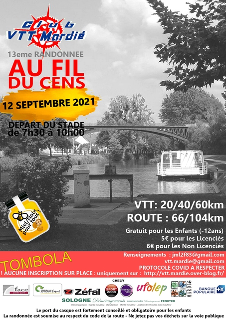 Affiche de "15 ème  Au fils du Cens - RDV entre Loire et forêts", VTT, Gravel et Route (13ème  édition) à Mardié