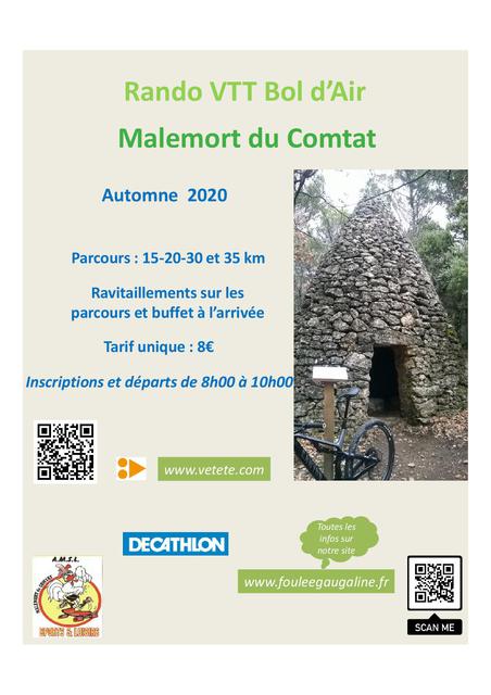 Affiche de Rando VTT Bol d'Air (Reportée en Septembre ou Octobre 2020) à Malemort-du-Comtat