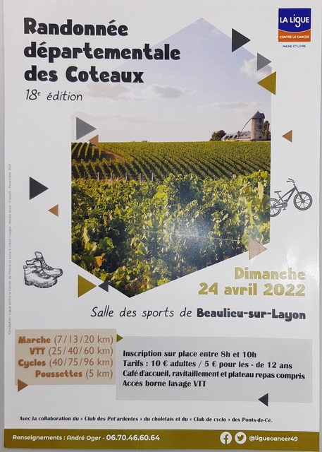 Affiche de Randonnée Départemnale des Coteaux (18ème  édition) à Beaulieu-sur-Layon