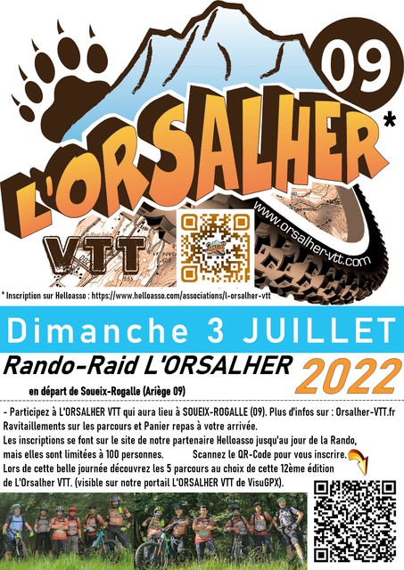Affiche de L'Orsalher VTT (12ème édition) à Soueix-Rogalle, le dimanche 3 Juillet 2022 (12ème  édition) à Seix