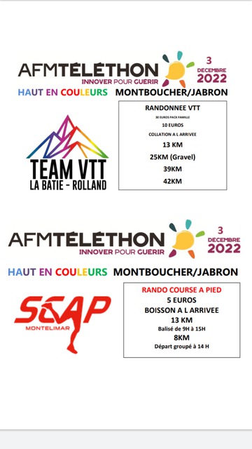 Affiche de Randonnée VTT TELETHON Montboucher (4ème  édition) à Montboucher-sur-Jabron