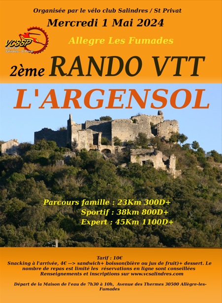 Affiche de La 2ème RANDO VTT DE L'ARGENSOL à Allègre