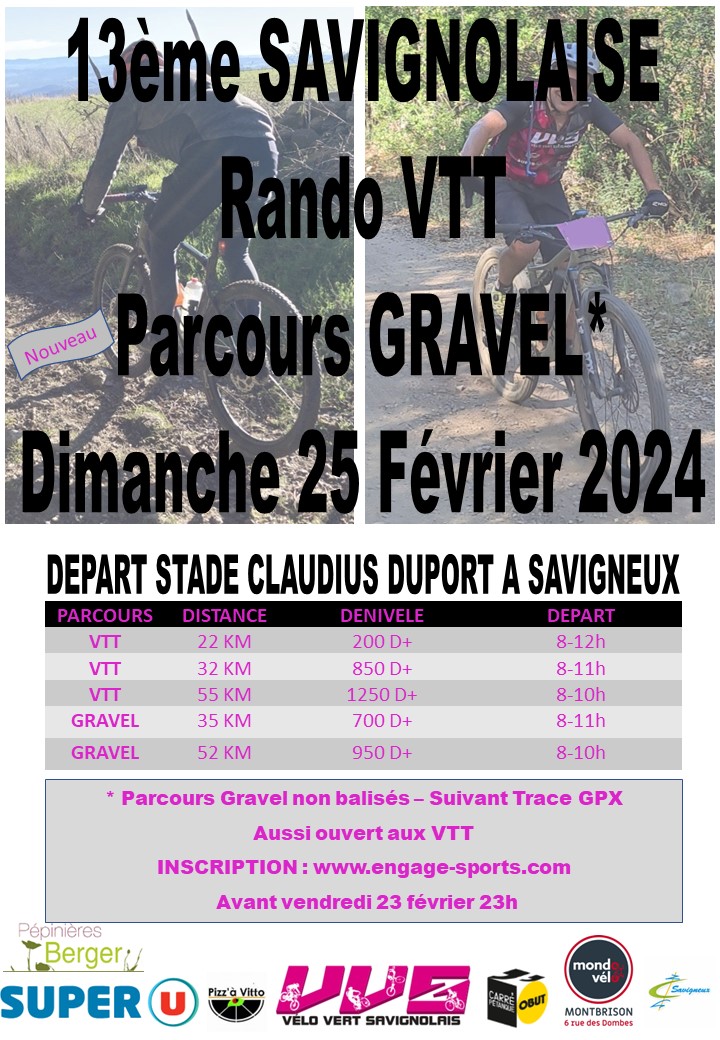 Affiche de La 13ème Randonnée VTT & Gravel La Savignolaise à Savigneux