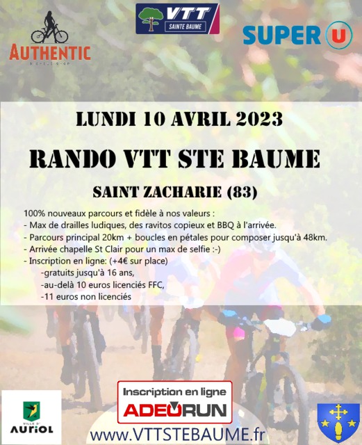 Affiche de Rando VTT STE BAUME (30ème  édition) à Saint-Zacharie