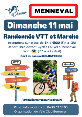 Affiche de Une randonnée VTT = 22/ 35 / 45 / 55 kms. (10ème édition) à Menneval