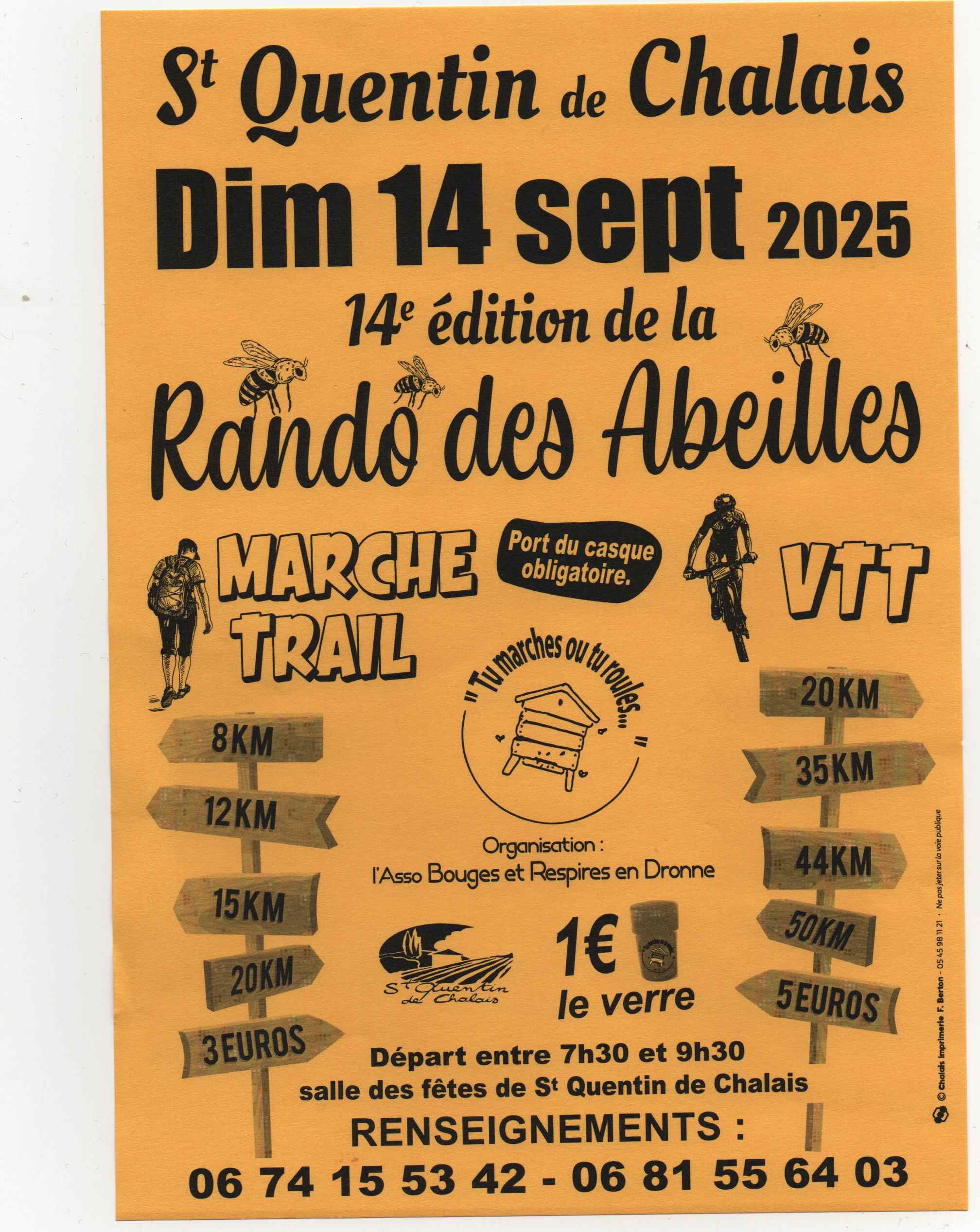 Affiche de La 14ème Rando des Abeilles à Saint-Quentin-de-Chalais