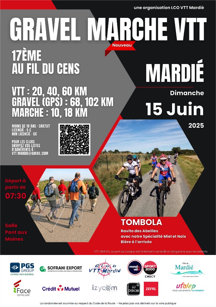 Affiche de La 17ème Randonnée "17 ème Au fil du Cens" - VTT, Gravel et Marche à Mardié