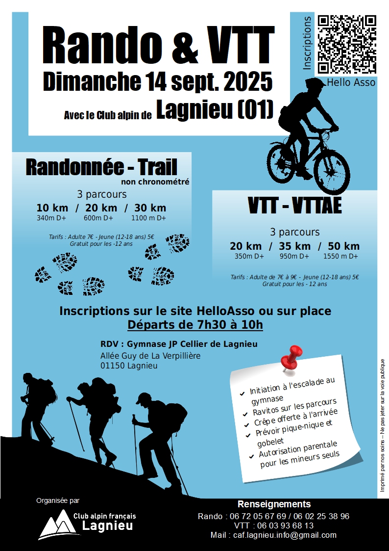 Affiche de VTT et Randonnée du Club Alpin de Lagnieu (12ème édition) à Lagnieu
