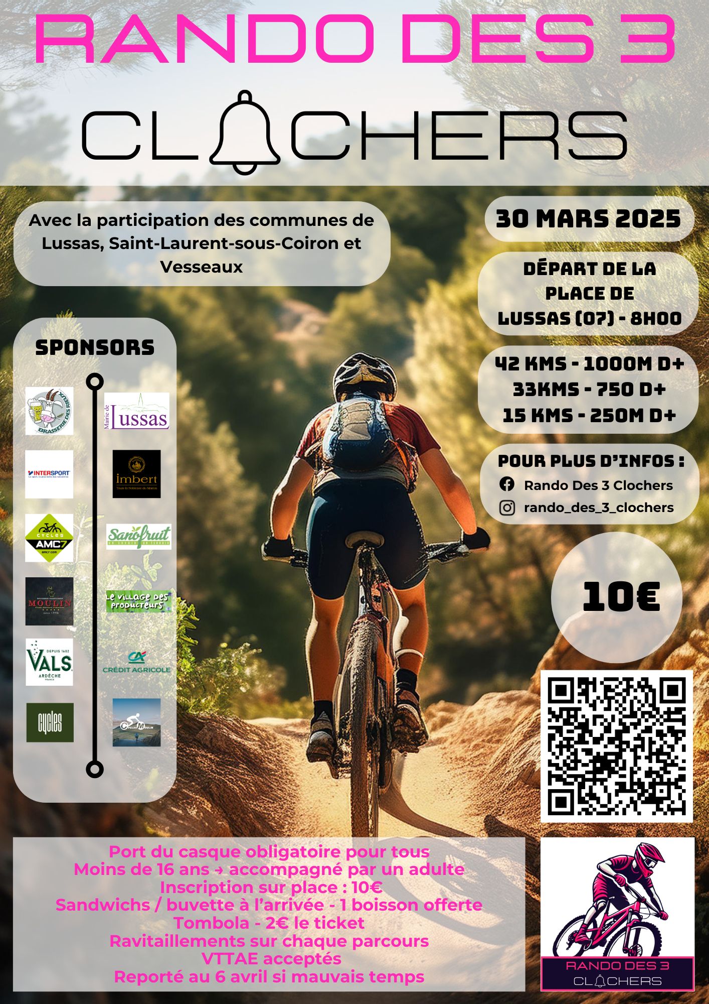 Affiche de La 1ère Rando Des 3 Clochers à Lussas