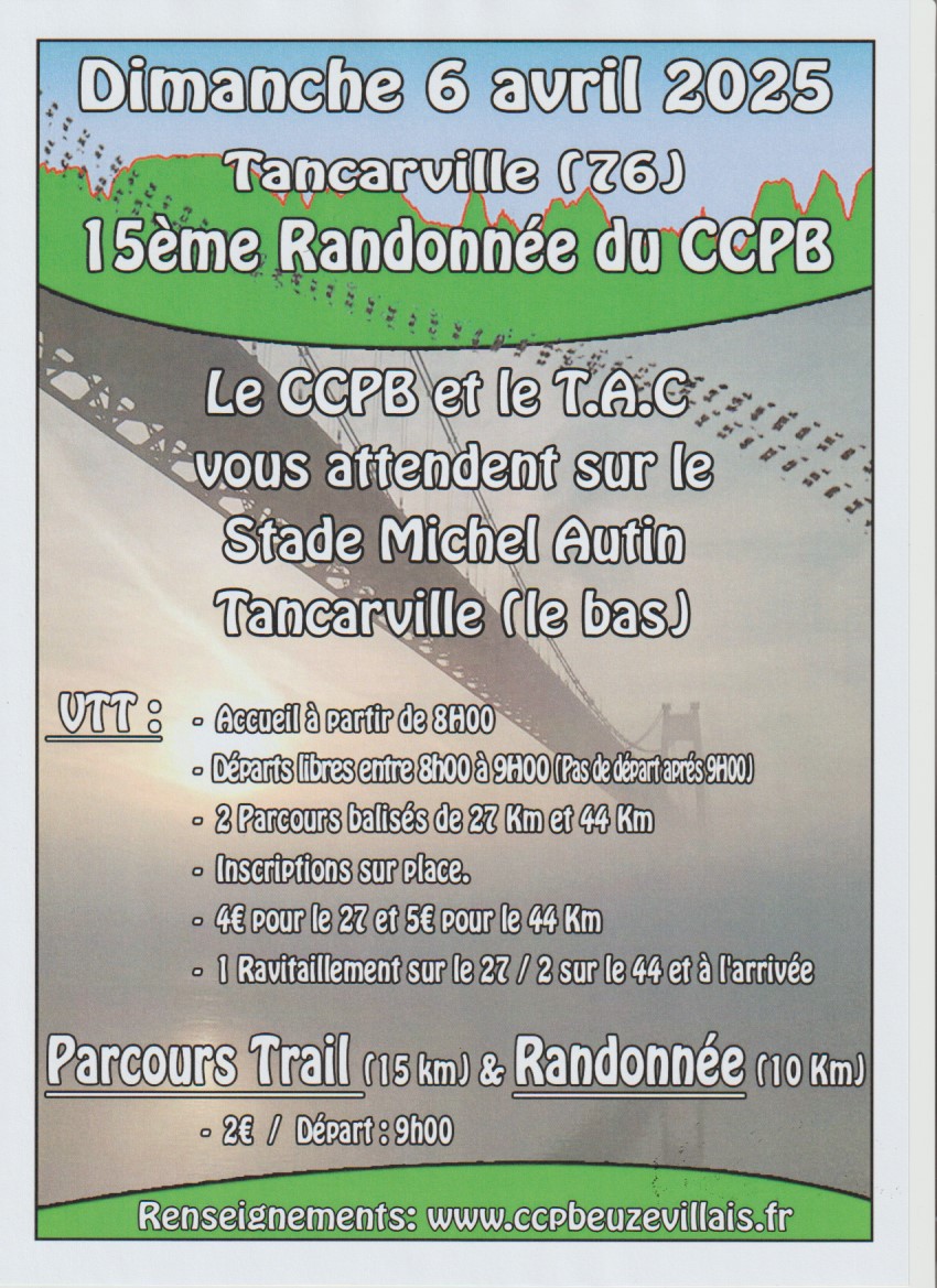 Affiche de La 15ème Randonnée VTT du CCPBeuzevillais à Tancarville