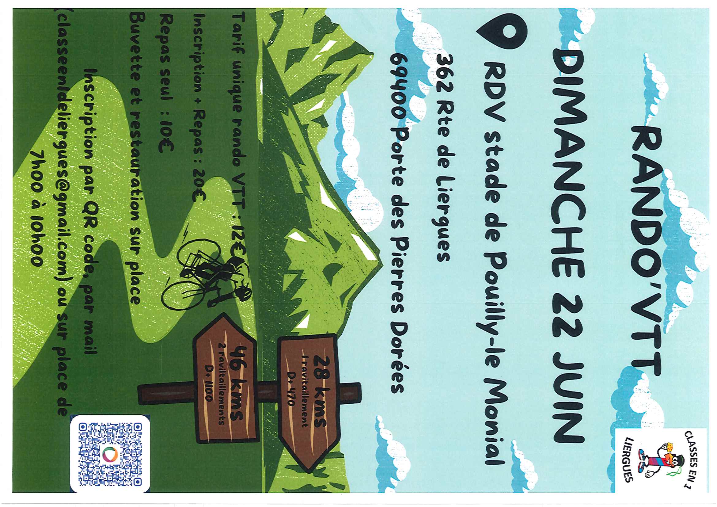 Affiche de La 3ème Randonnée VTT classes en 1 de Liergues à Pouilly-le-Monial