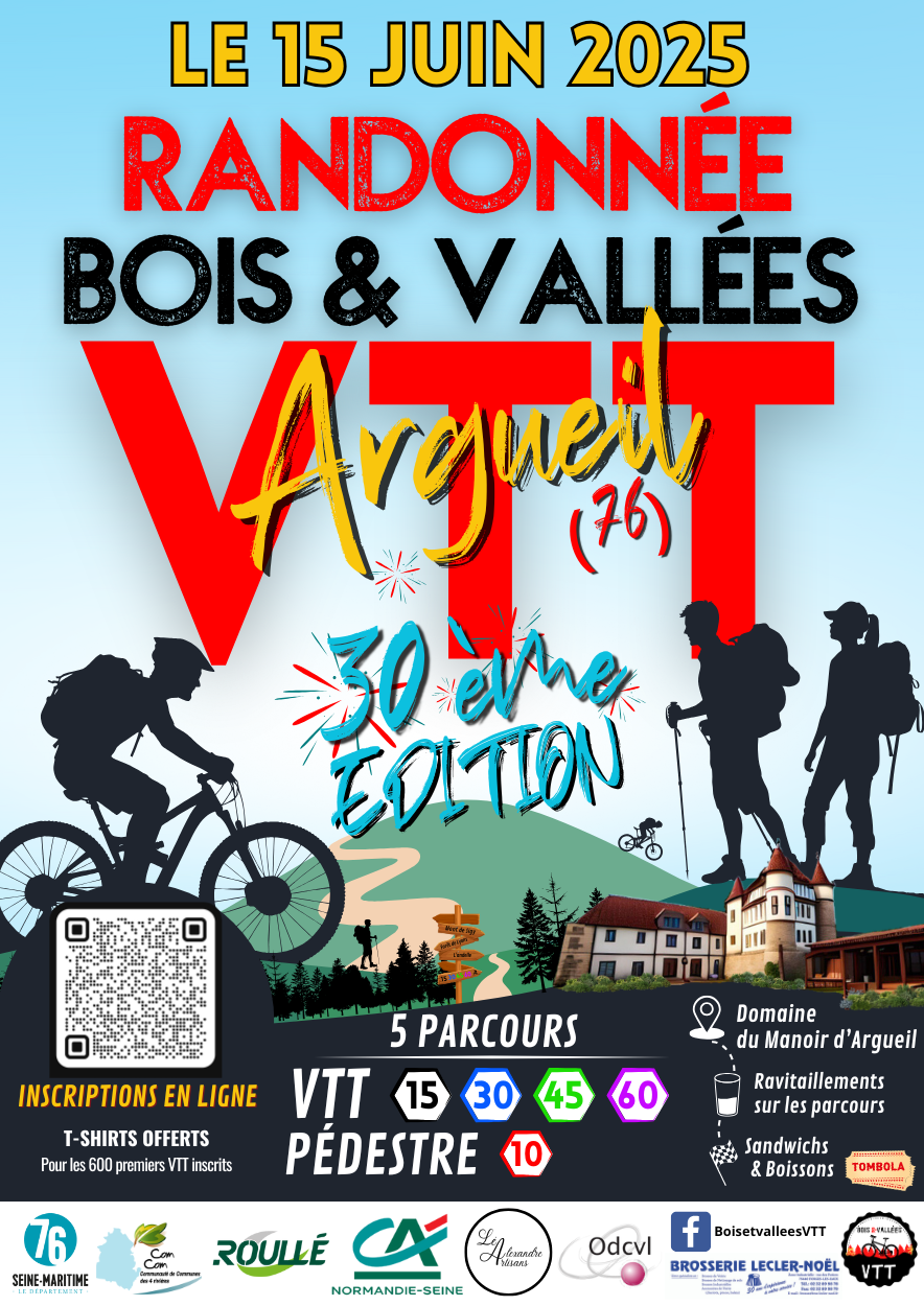 Affiche de La 30ème Rando BOIS & VALEES VTT à Argueil