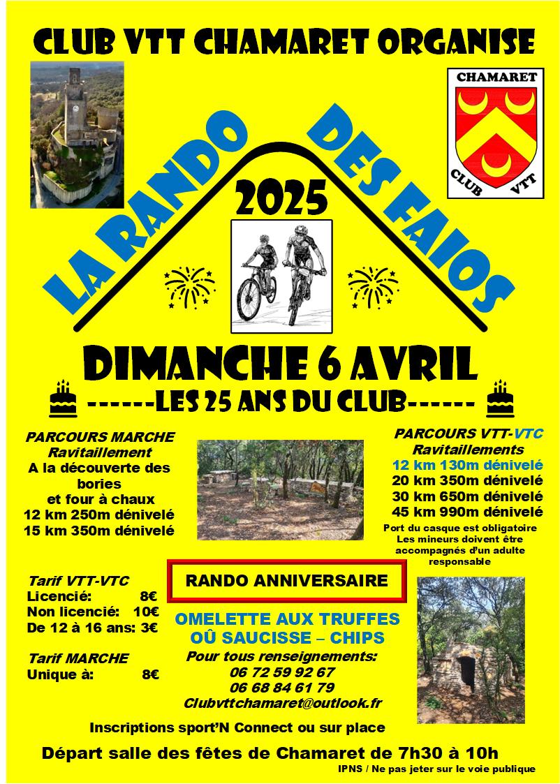 Affiche de La 25ème rando des FAIOS à Chamaret