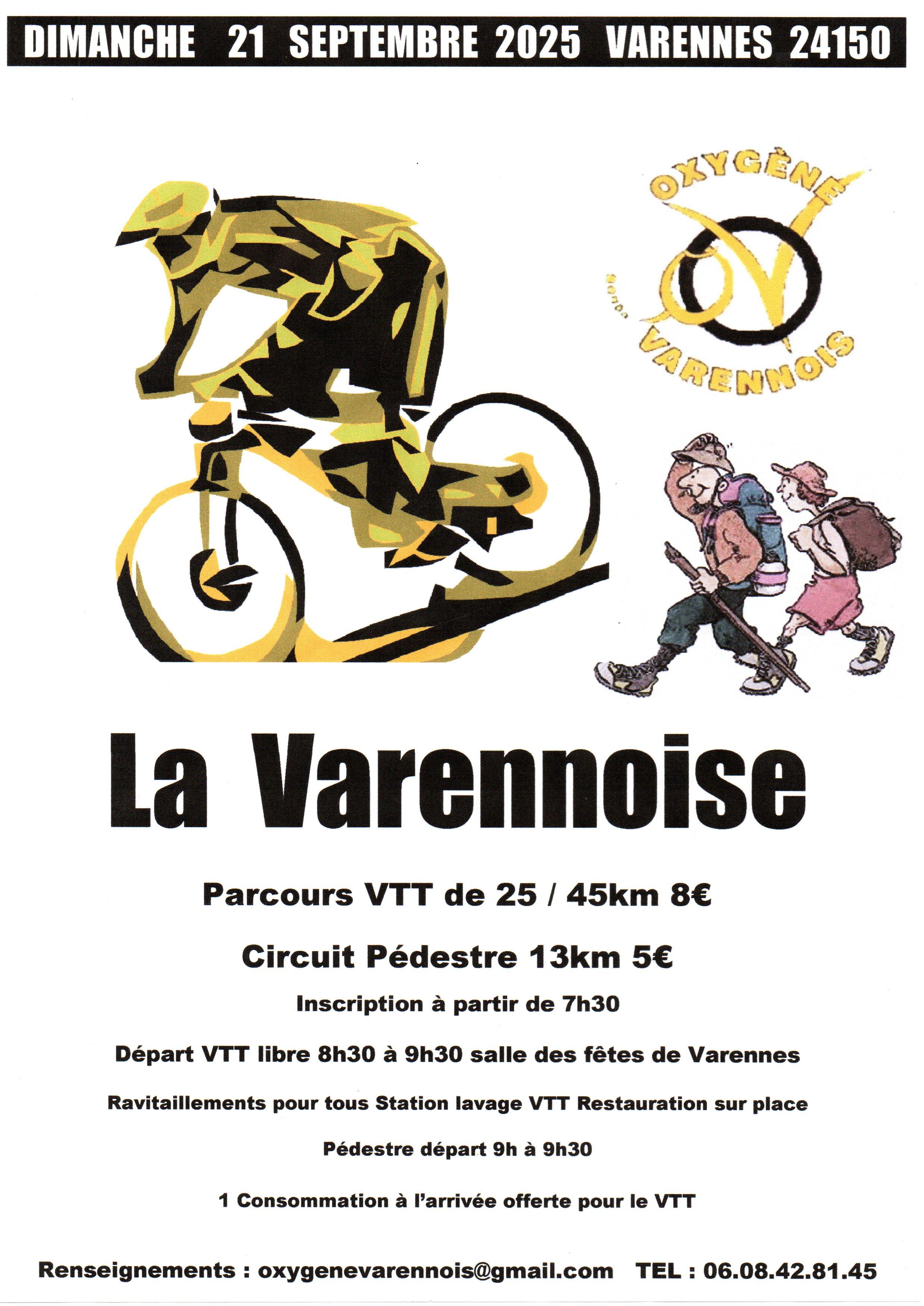 Affiche de La 11ème Varennoise rando VTT Varennes 24150 à Varennes
